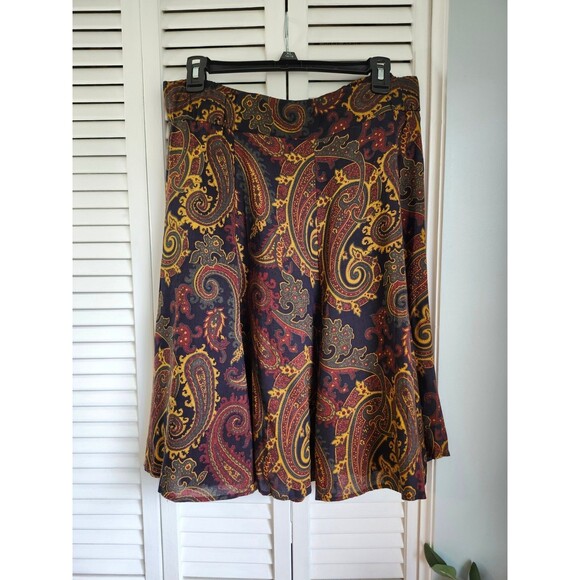 Retro Paisley A Line Circle Skirt Size Large / 12 Preppy Floral Academia - Picture 8 of 8